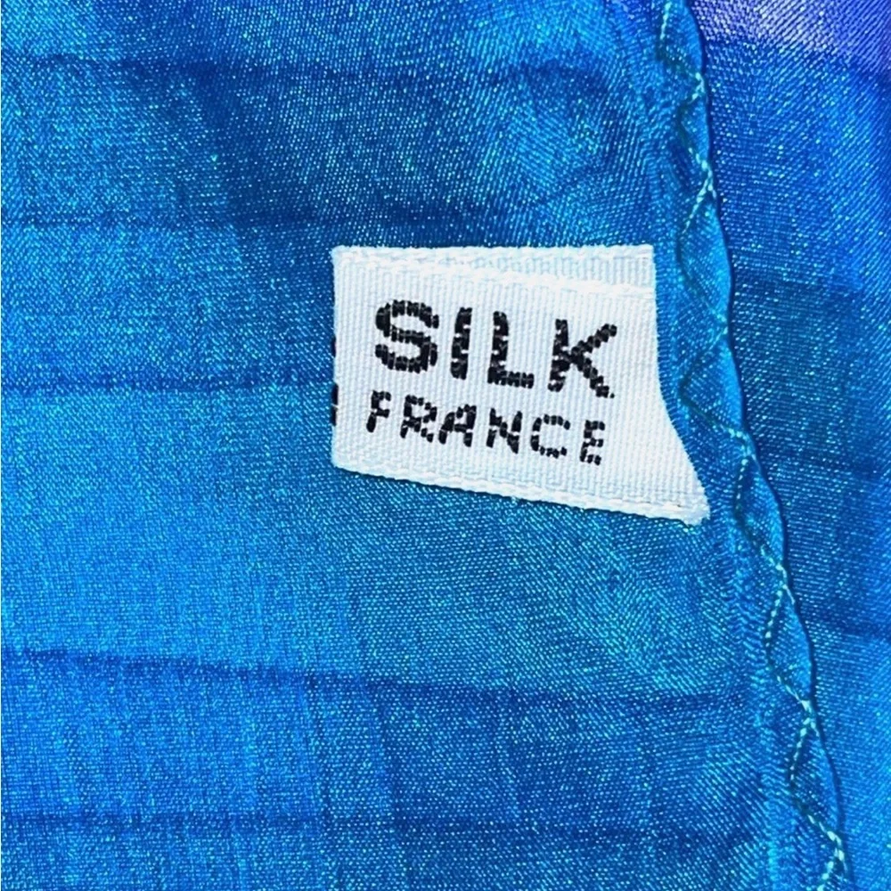 Vintage Jayakar Paris 100% Silk Scarf Signed Blue Purple Striped Oblong France